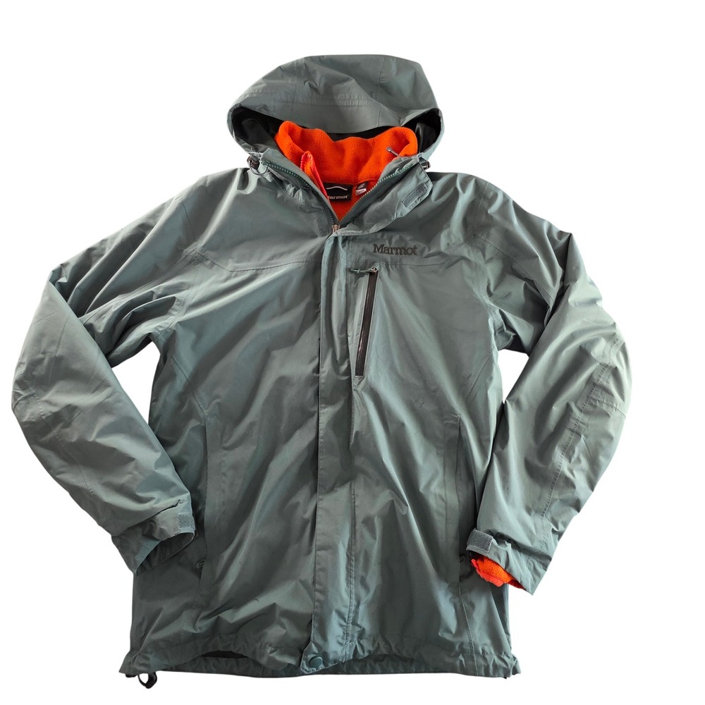Marmot Ramble Component Jacket Mens Small Green Orange Polartec Fleece K40910